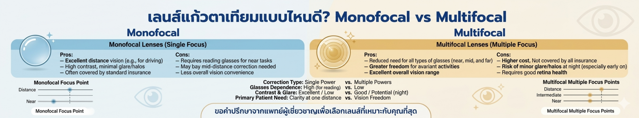 เปรียบเทียบเลนส์แก้วตาเทียม